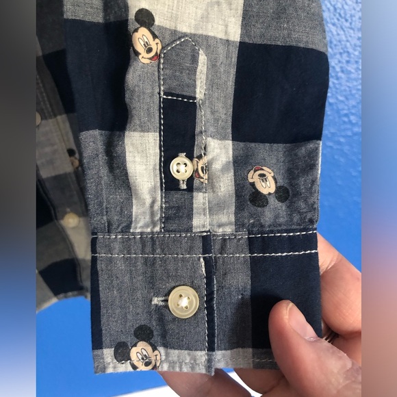 Disney Baby Gap Mickey Mouse Long Sleeve Button Down Shirt. Blue/Wht Check. 3YRS - Picture 5 of 13